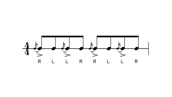 Flam Tap Inverts drum rudiment notation